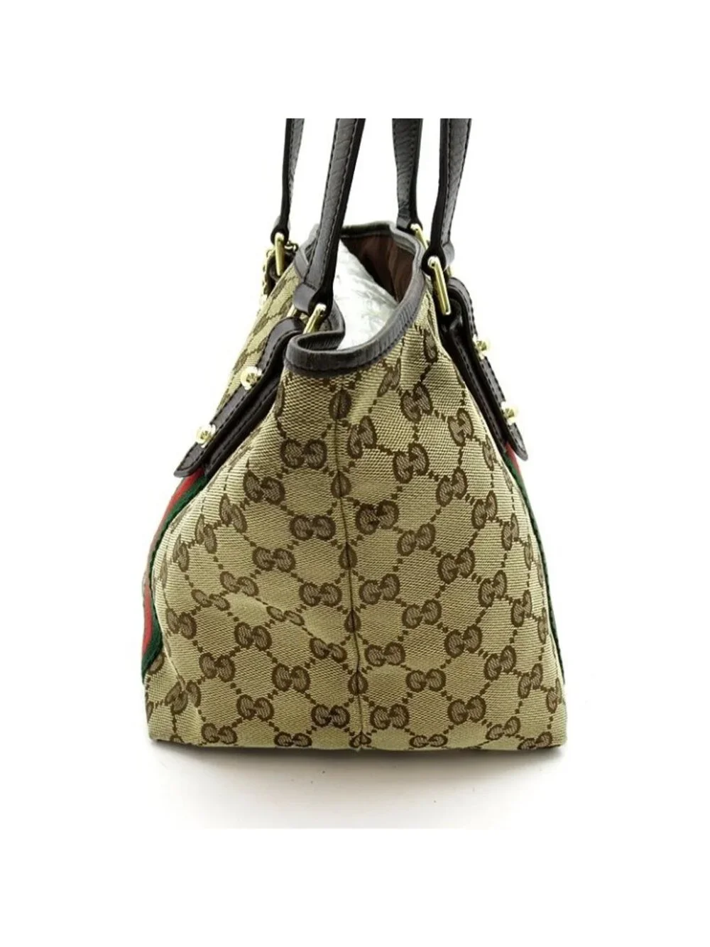 Gucci Sherry Line Tote GG Canvas Leather Beige